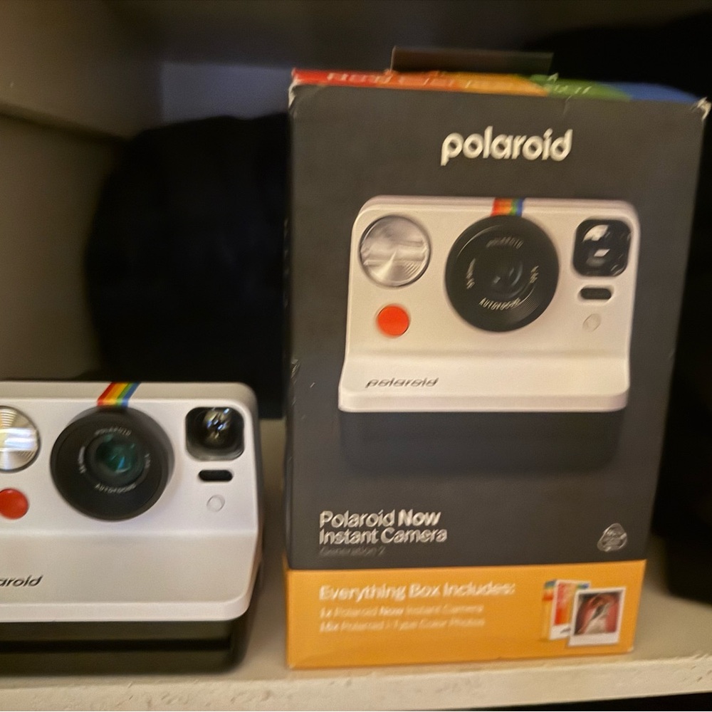 Polaroid Now Instant Camera - White with Rainbow Accent